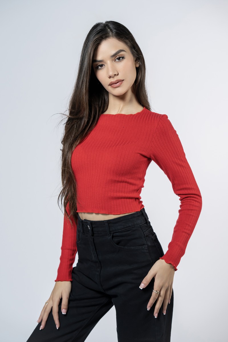 Pull basique en maille côtelée