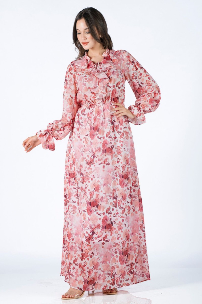 Robe fleurie à volants