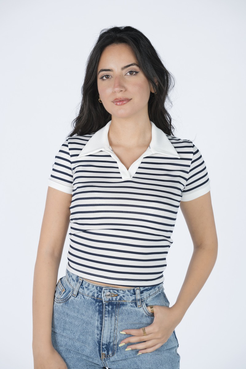 T-shirt Polo à Rayures