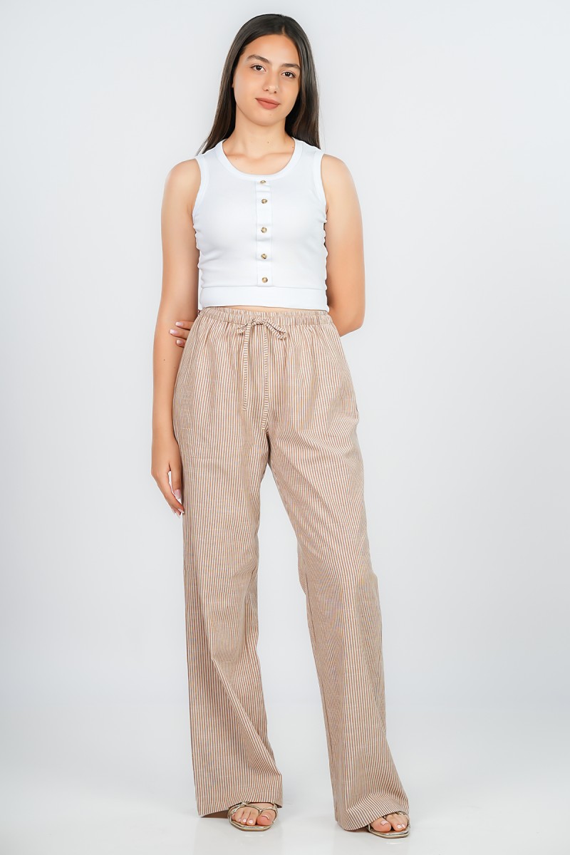 Pantalon large à rayures fines