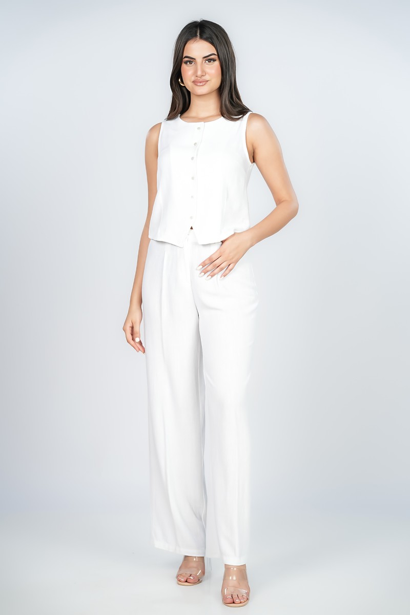 Pantalon large en lin