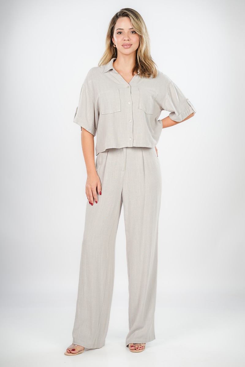 Pantalon large en lin