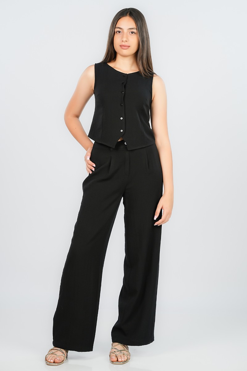 Pantalon large en lin