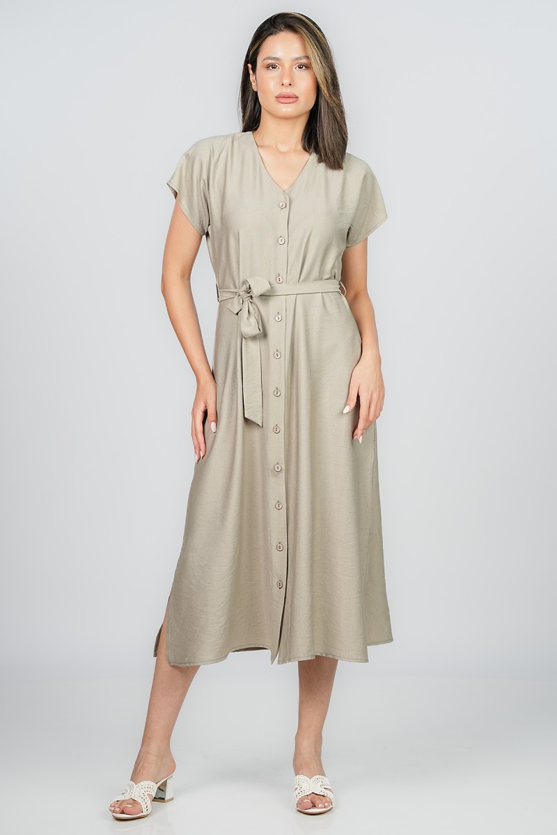Robe chemise à ceinture