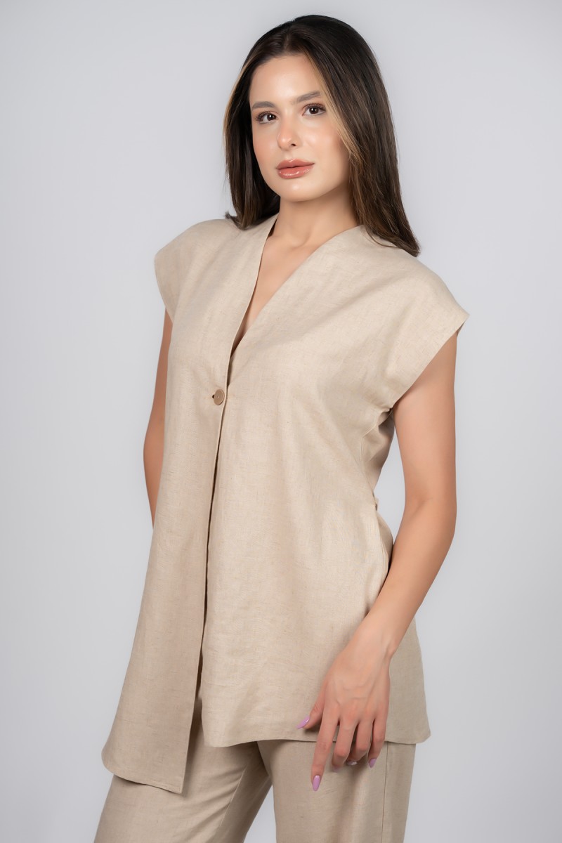 Gilet asymétrique en lin