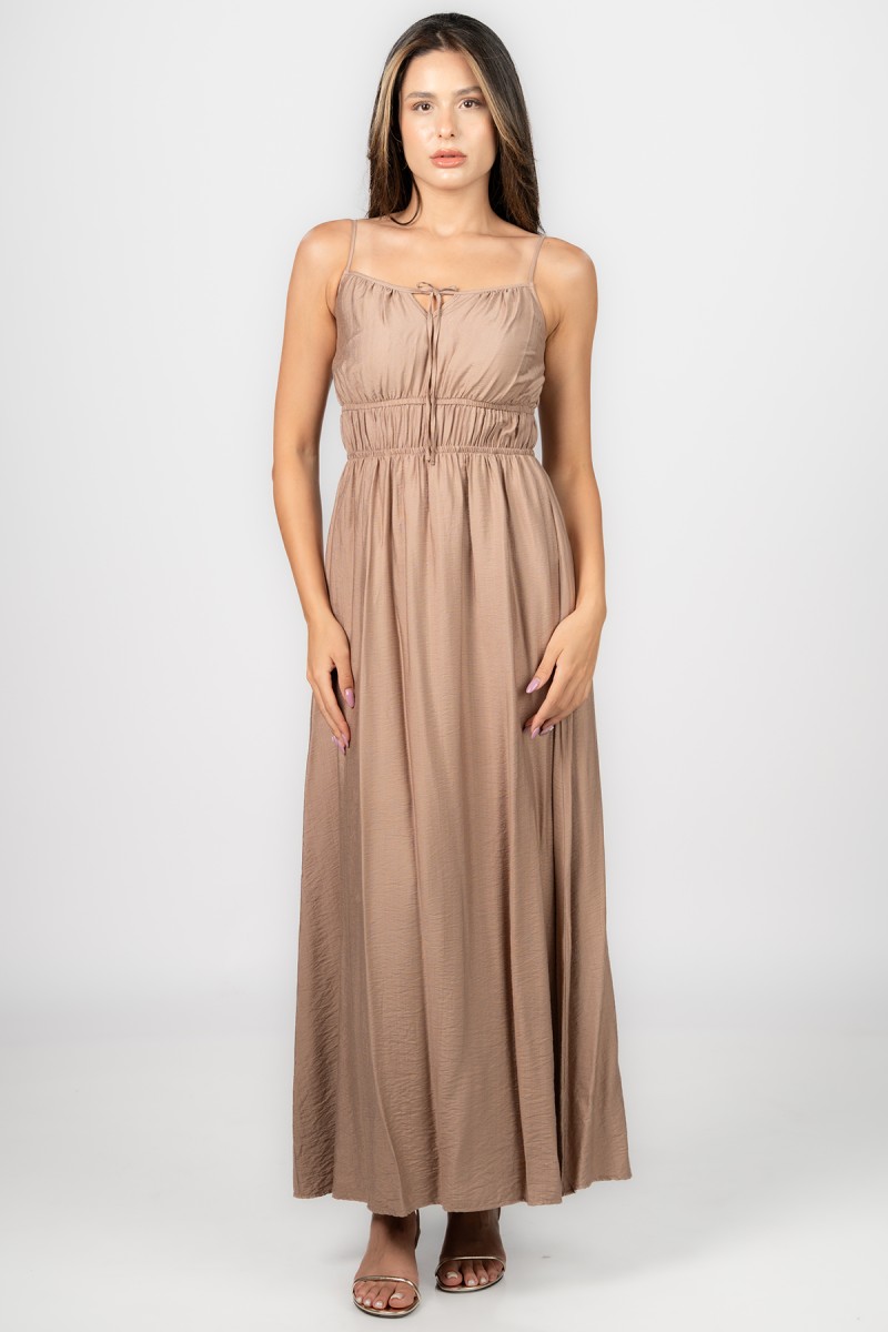 Robe longue à smocks
