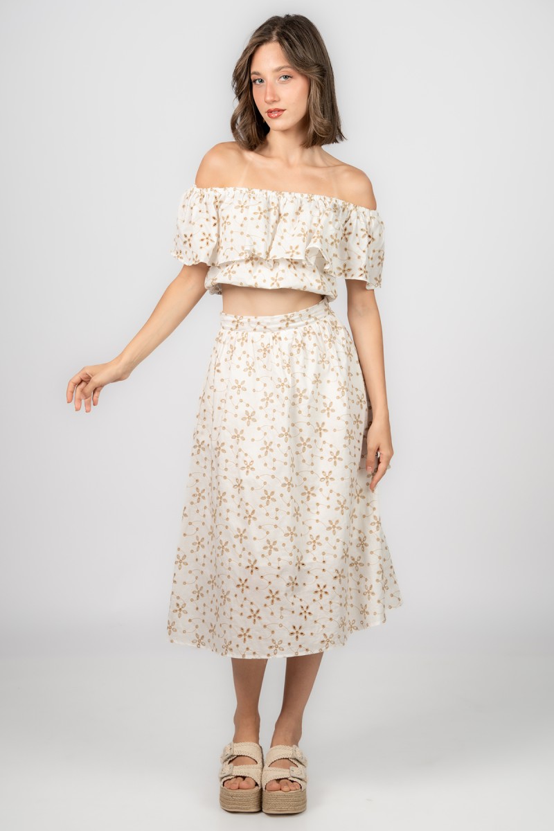 Jupe midi broderie anglaise