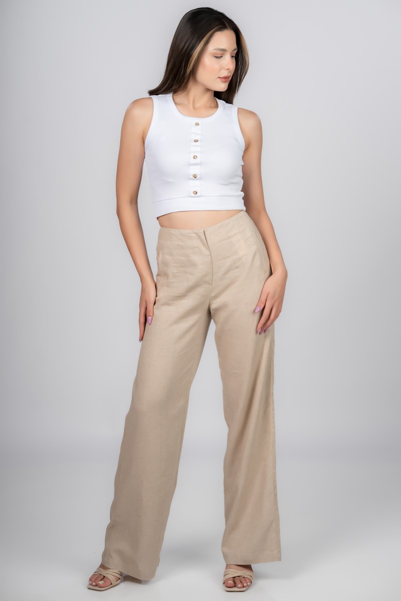 Pantalon large en lin