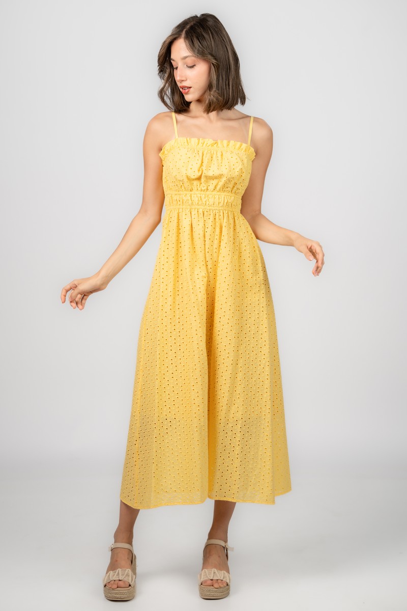 Robe midi en broderie anglaise