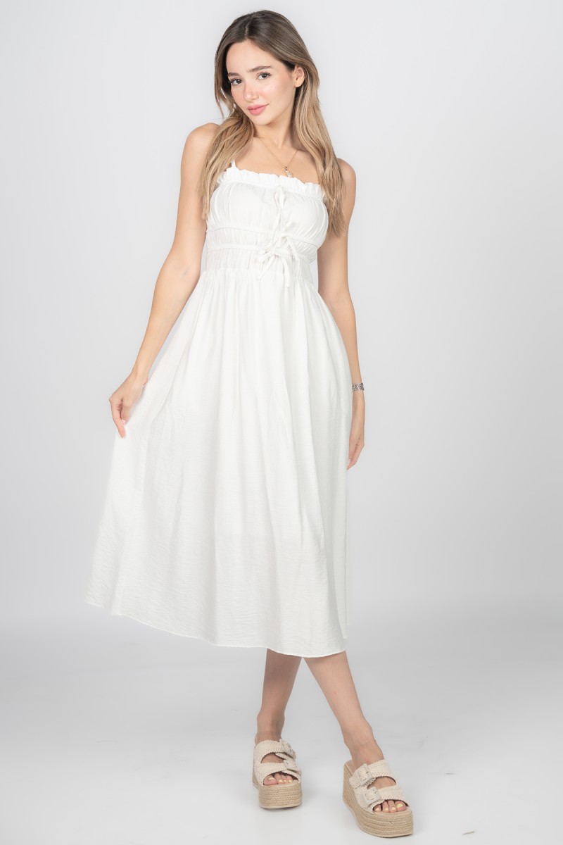 Robe smockée à bretelles fines