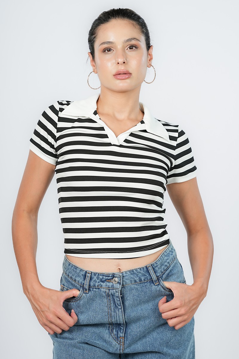 T-shirt polo à rayures