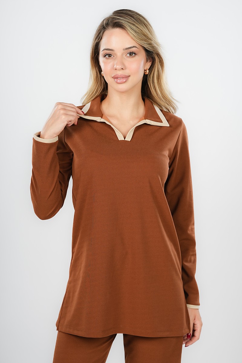 Pull long bicolore
