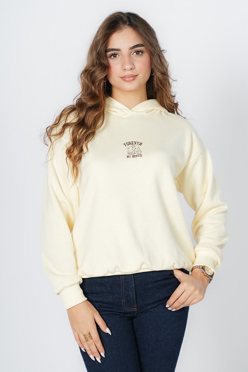 Sweat à Capuche Crème Doux