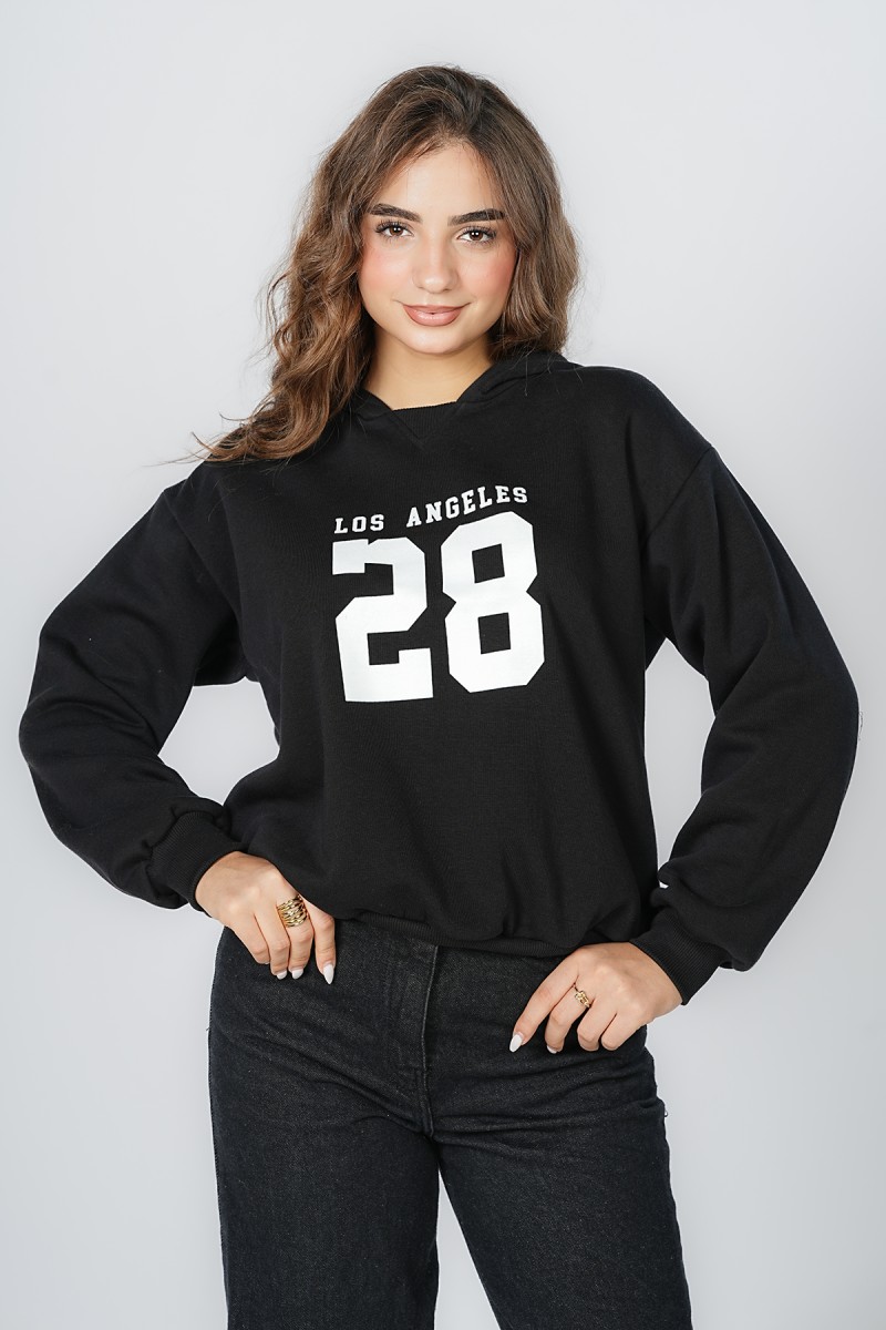 Sweat à Capuche Court Imprimé