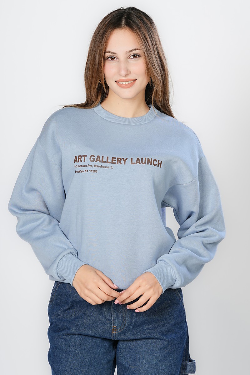 Sweat Col Rond Bleu Poudré