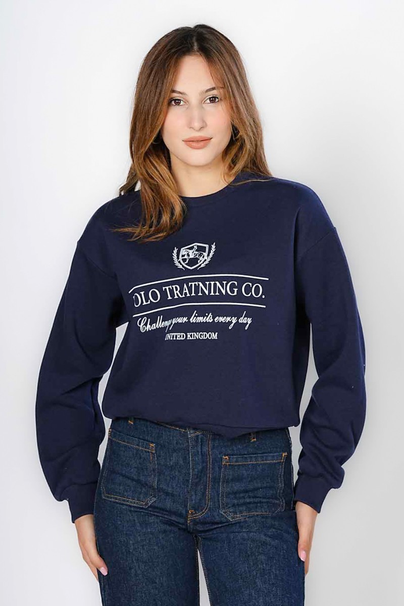 Sweat Casual à Message et Logo Brodé