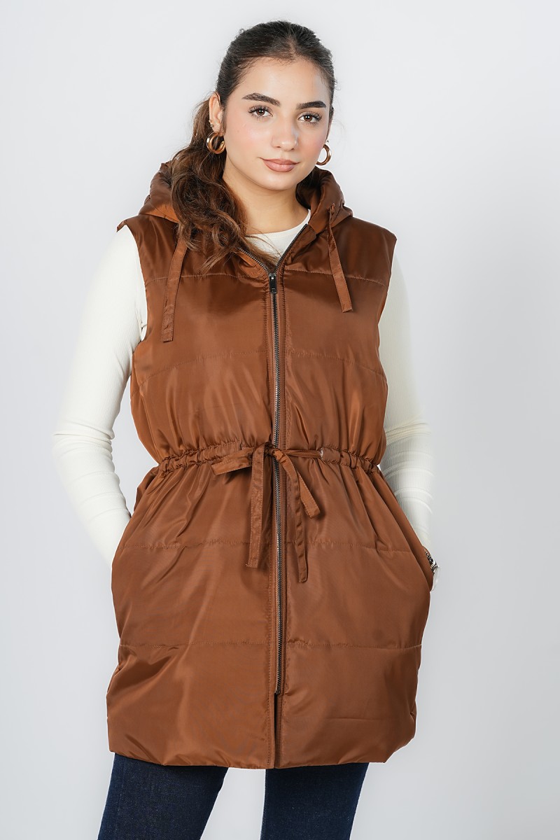 Doudoune Long Sans Manches Cintrée