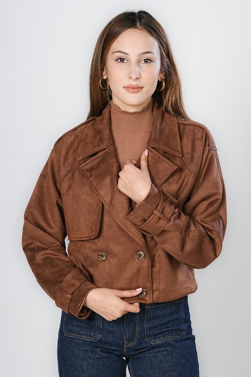 Trench court  faux daim confortable