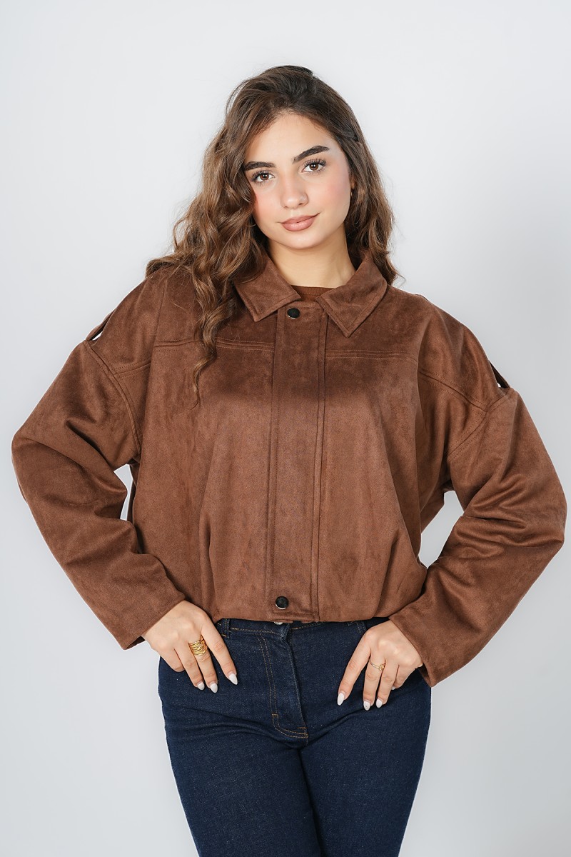 Veste Cropped Effet Daim