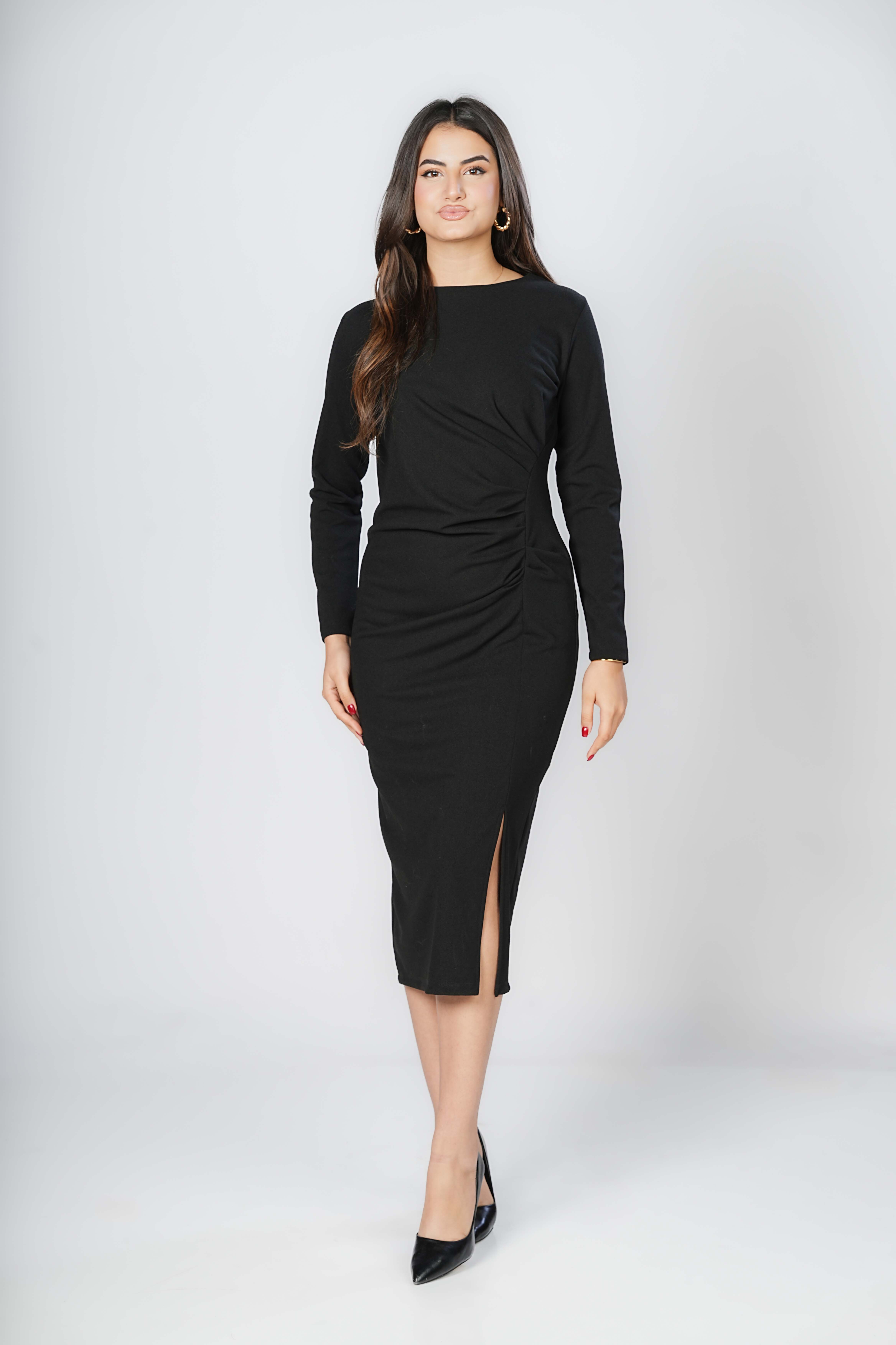 Robe Fourreau Drapée à Fente