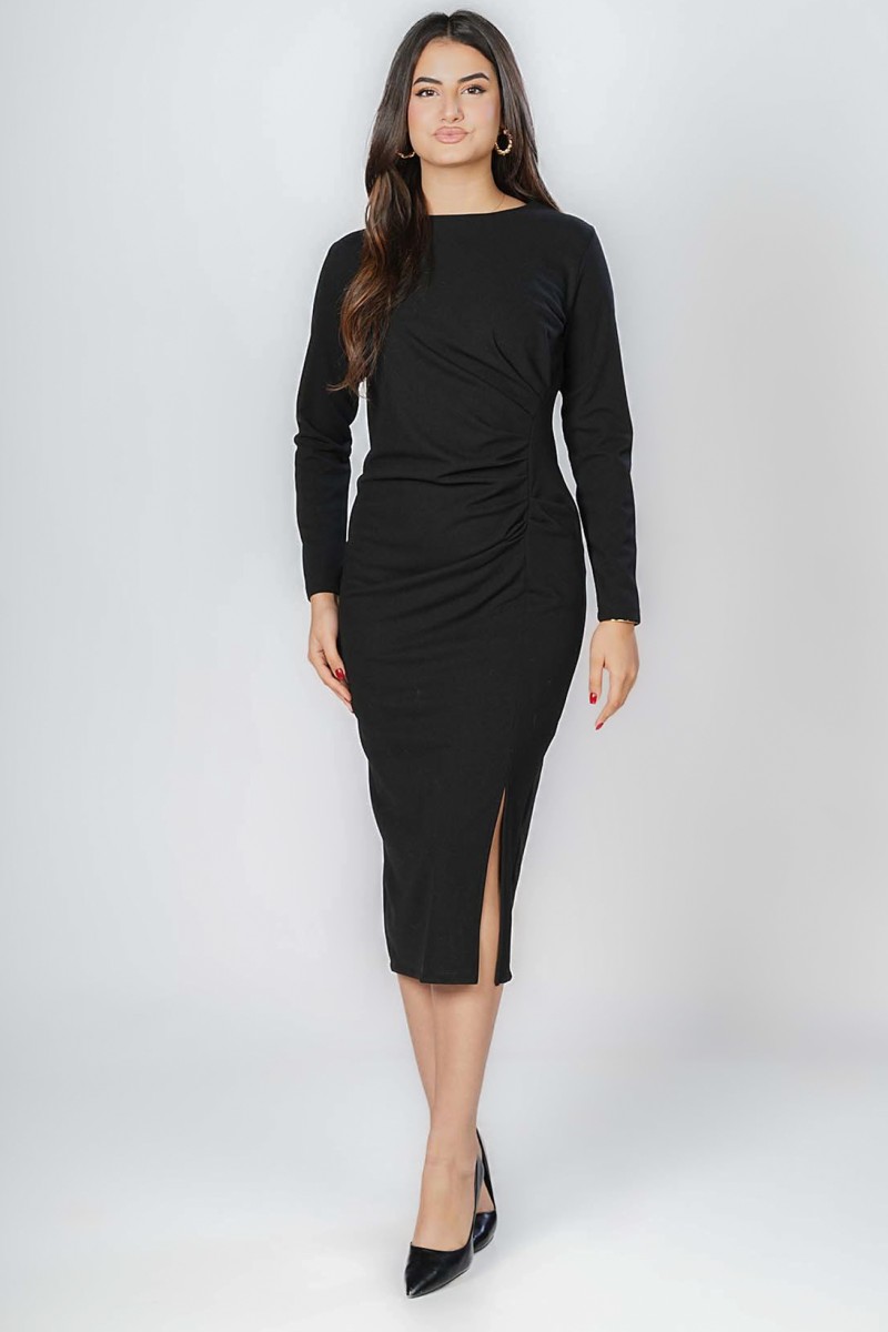 Robe Fourreau Drapée à Fente