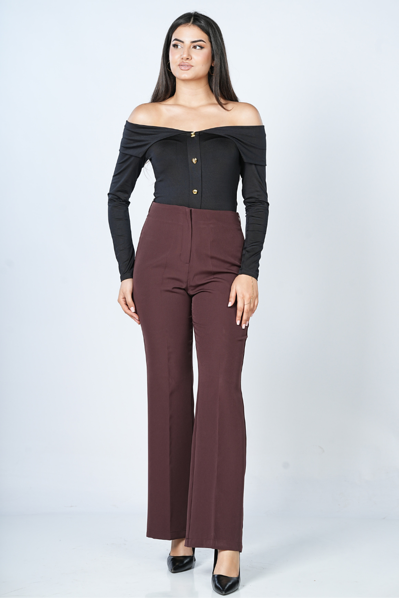 Pantalon de Tailleur à Coupe Large et Taille Haute