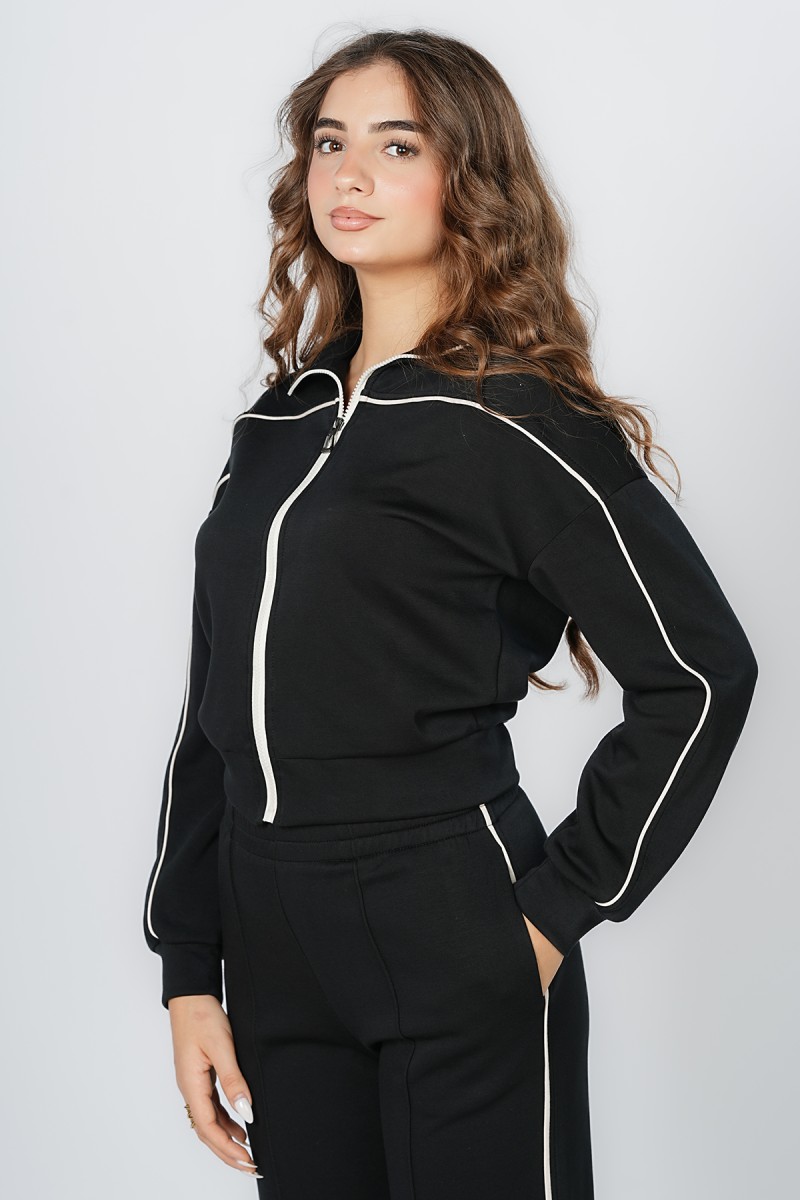 Gilet Zippé à Liserés Contrastants