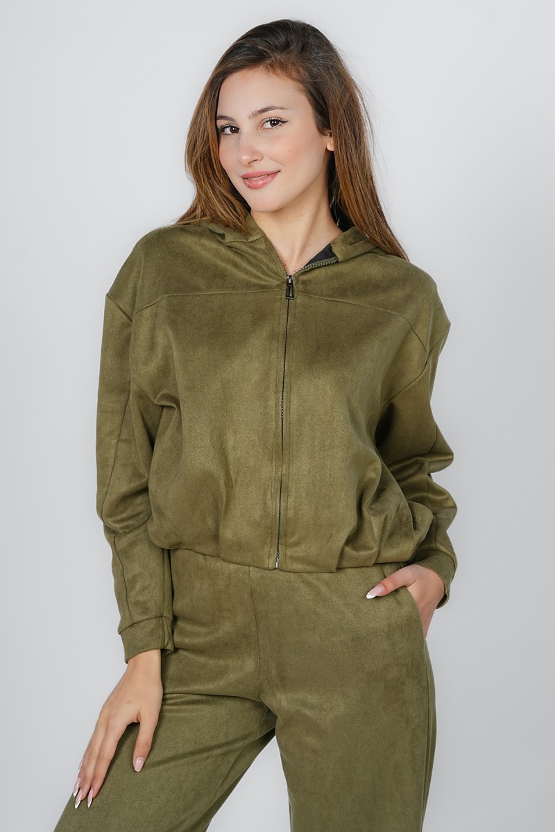 Gilet à Capuche Effet Daim