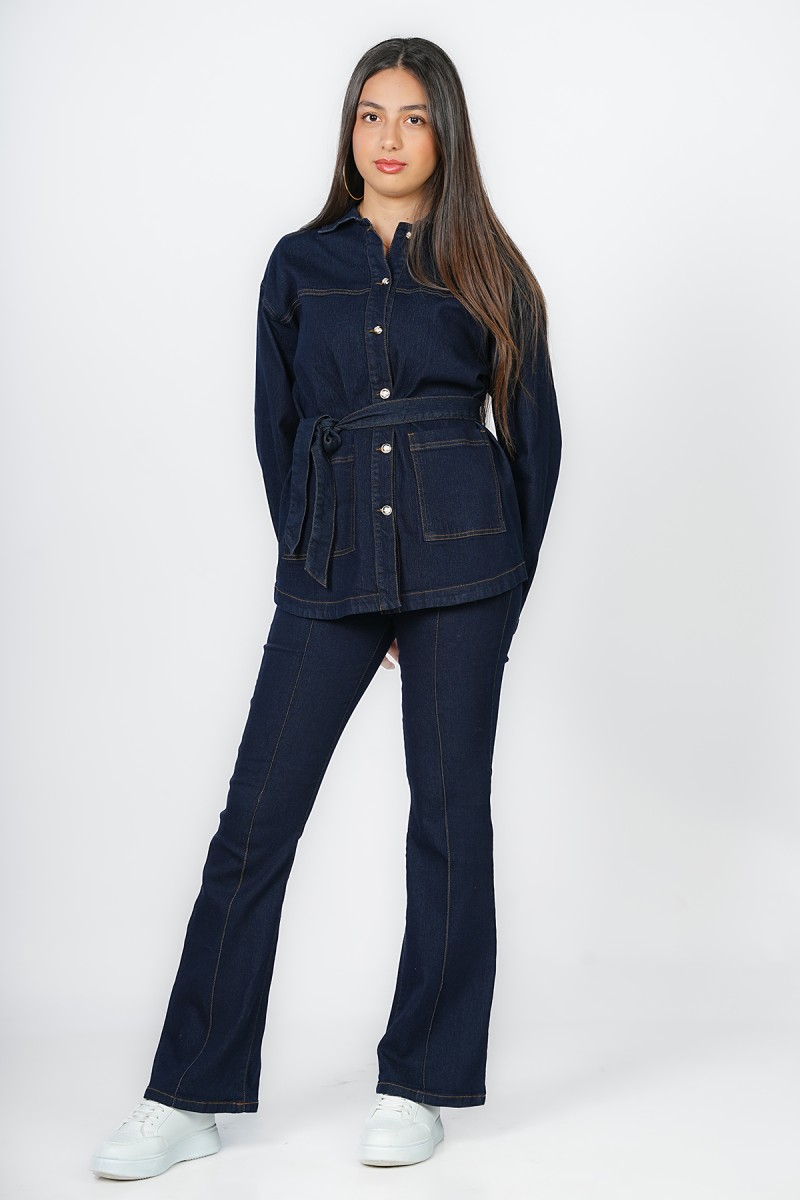 Denim Flare à Taille Haute