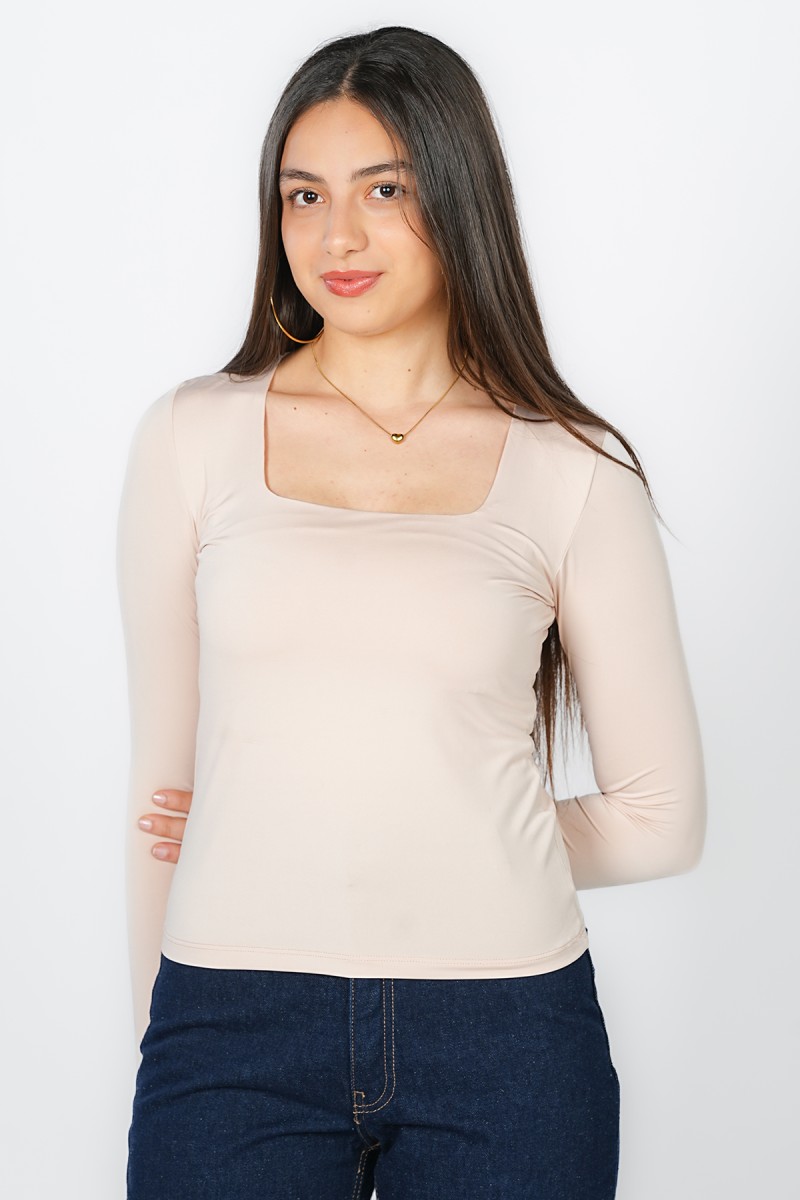 Top Basique à Encolure Carrée