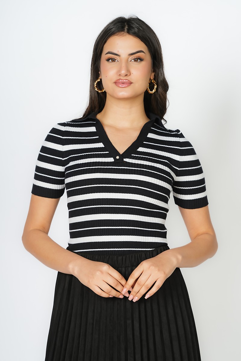 T-shirt en maille  viscose à rayures