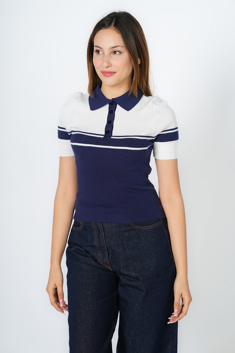 T-shirt en maille contrasté en viscose