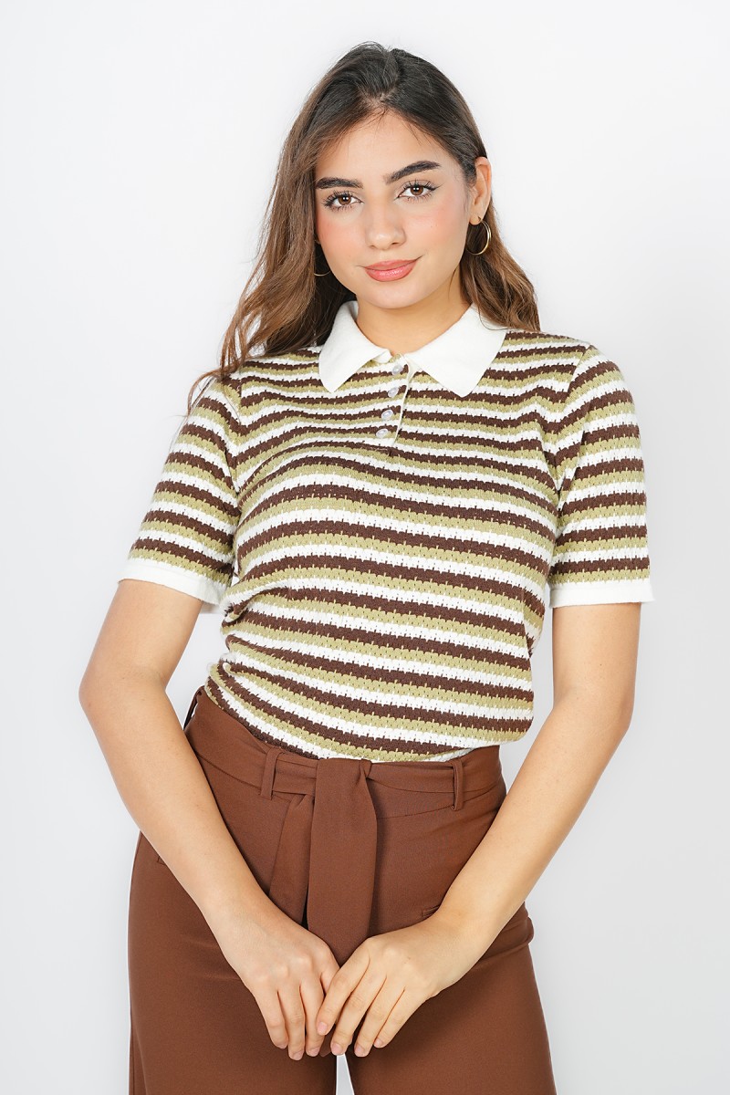 T-Shirt à Rayures Manches Courtes