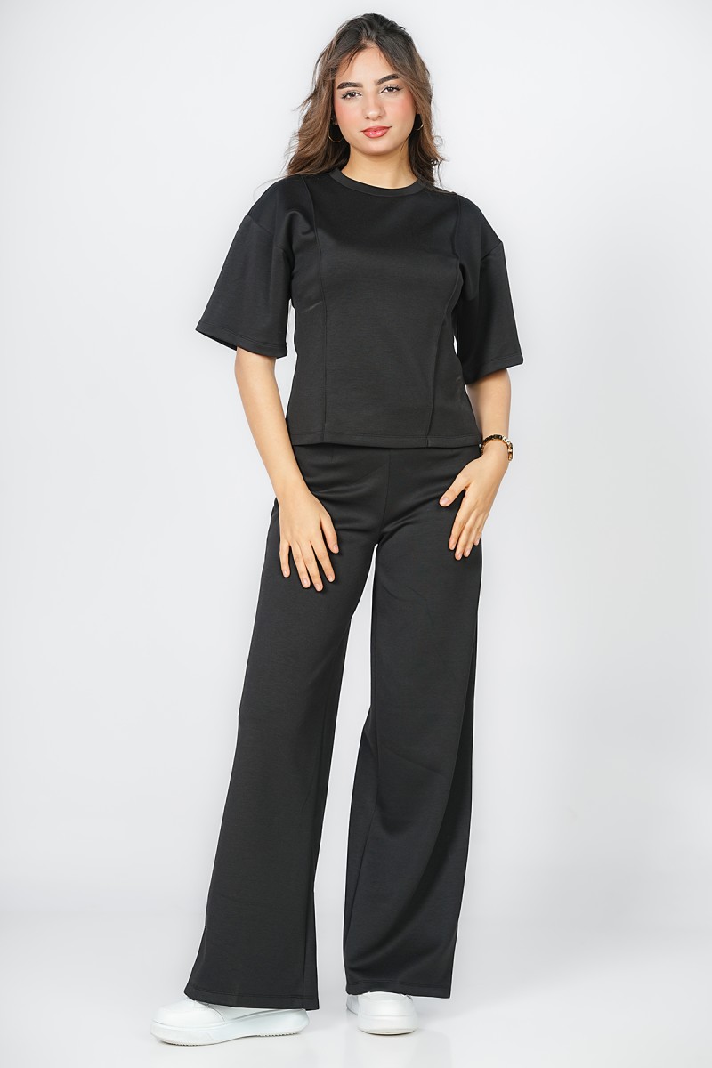 Pantalon Large Sport Chic – Plis Élégants & Confort Absolu