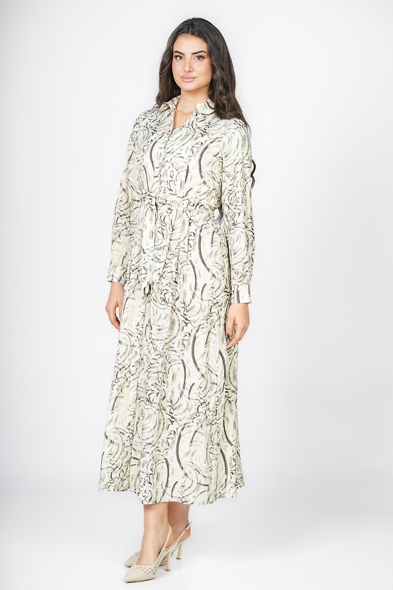 Robe chemise longue imprimée – Élégante et confortable