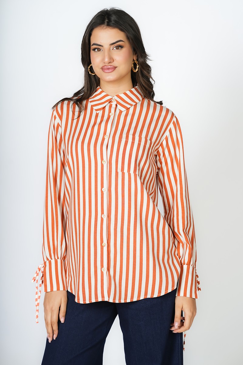 Chemise à rayures large avec col