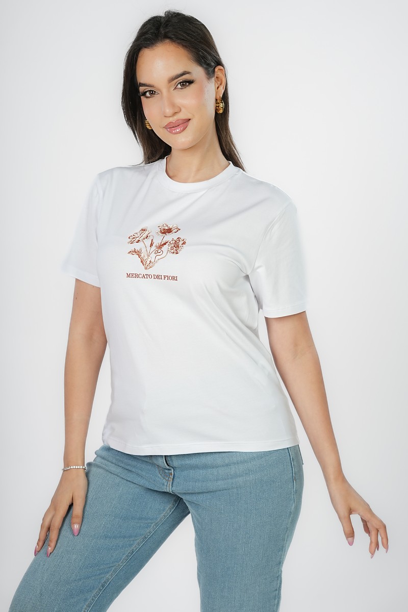 T-shirt Blanc avec Motif