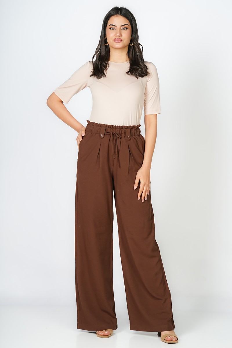 Pantalon Large en Lin – Style Décontracté et Confortable