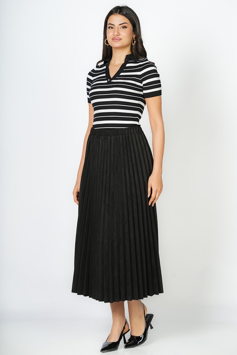 Jupe longue plissée à taille haute