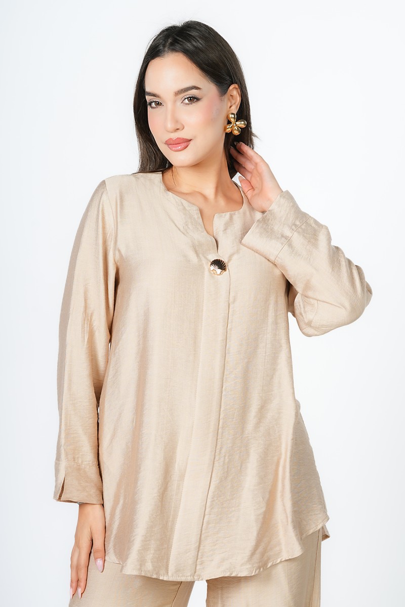 Blouse Oversized à Patte Boutonnée