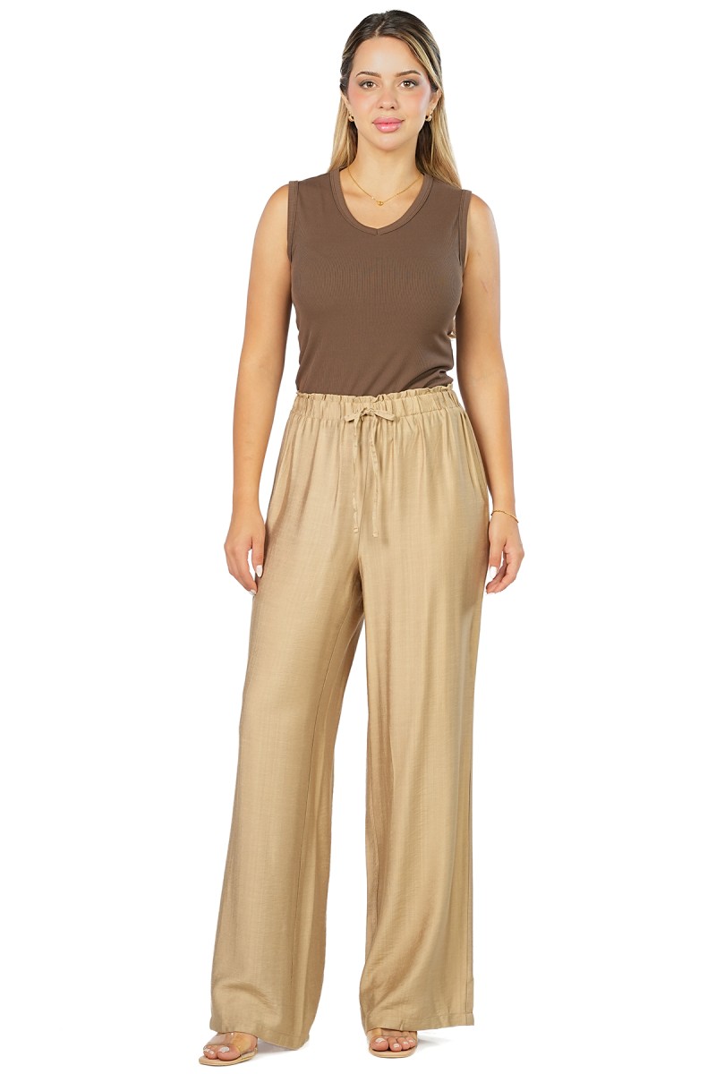 Pantalon Large Élastiquée en Viscose