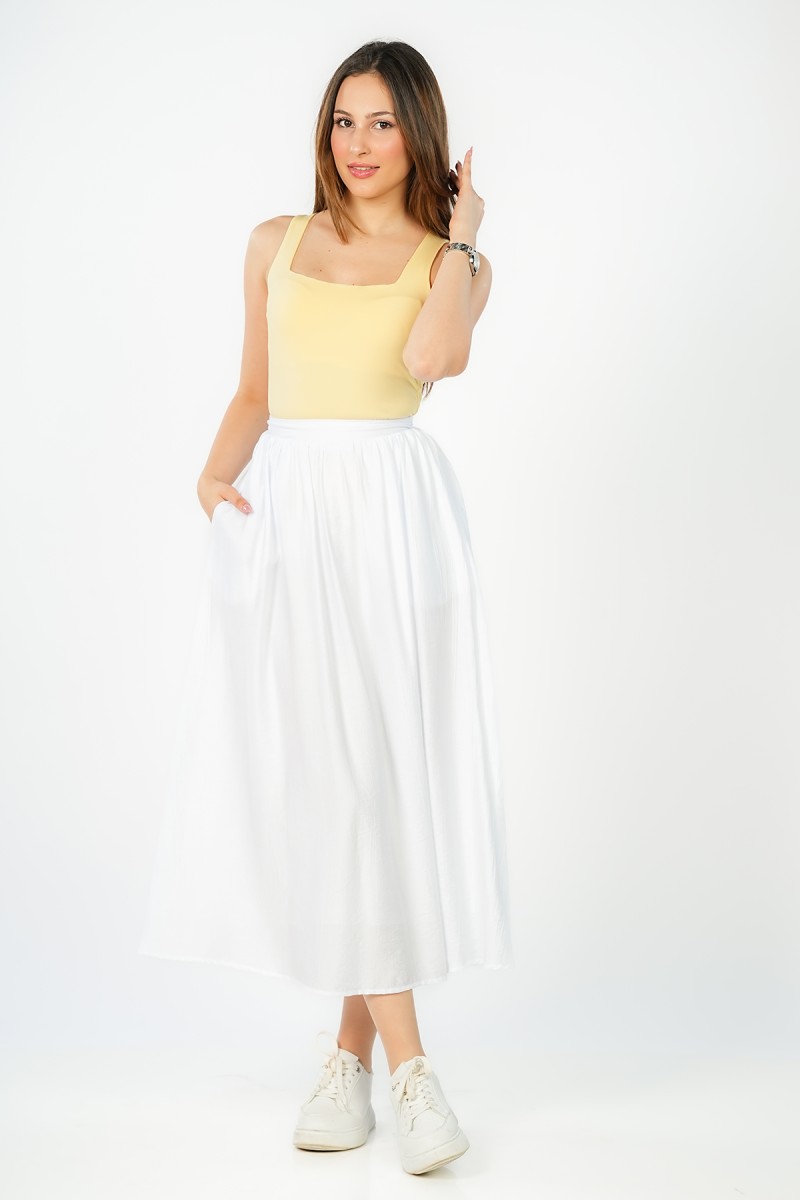 Jupe Froncée Avec Ceinture