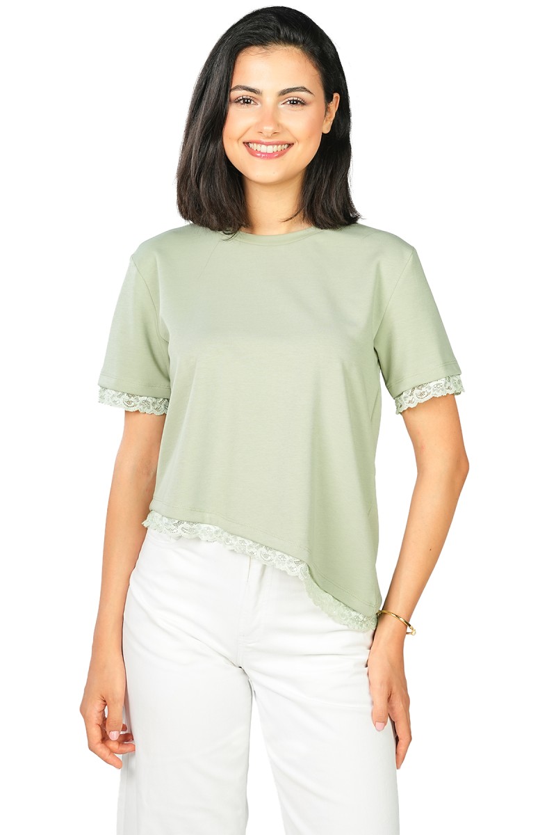 T-shirt Asymétrique Dentelle