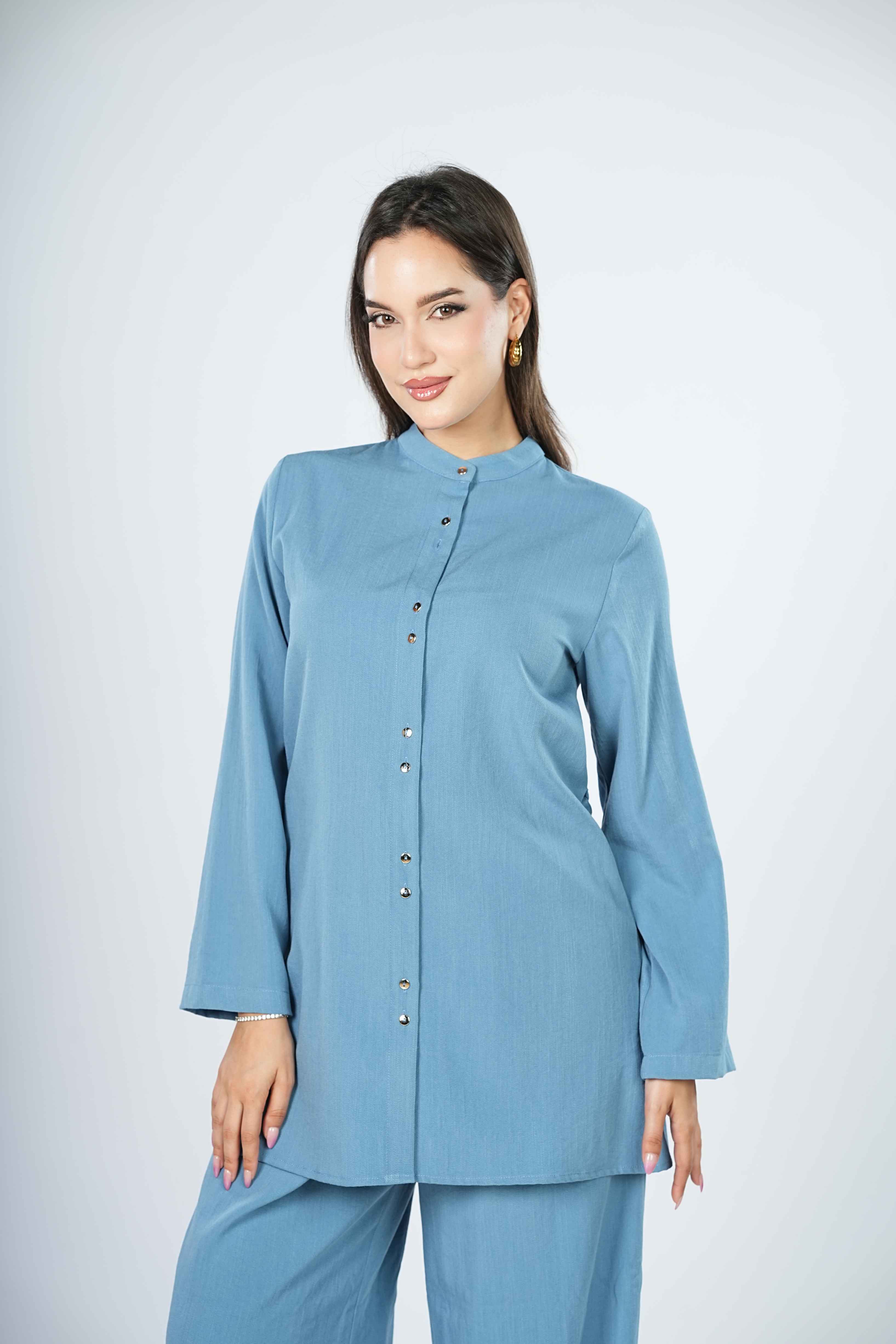 Chemise en Jean à Col Tailleur