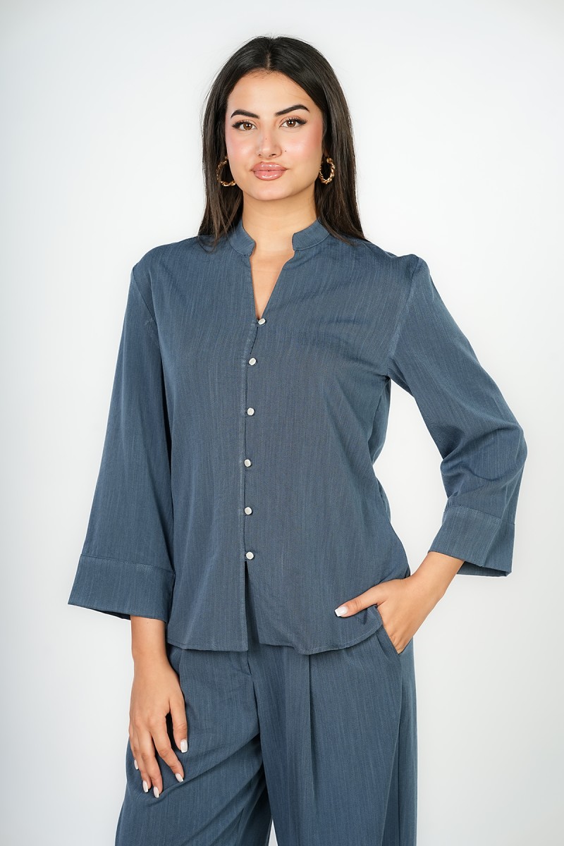 Chemise Oversize à Col Officier