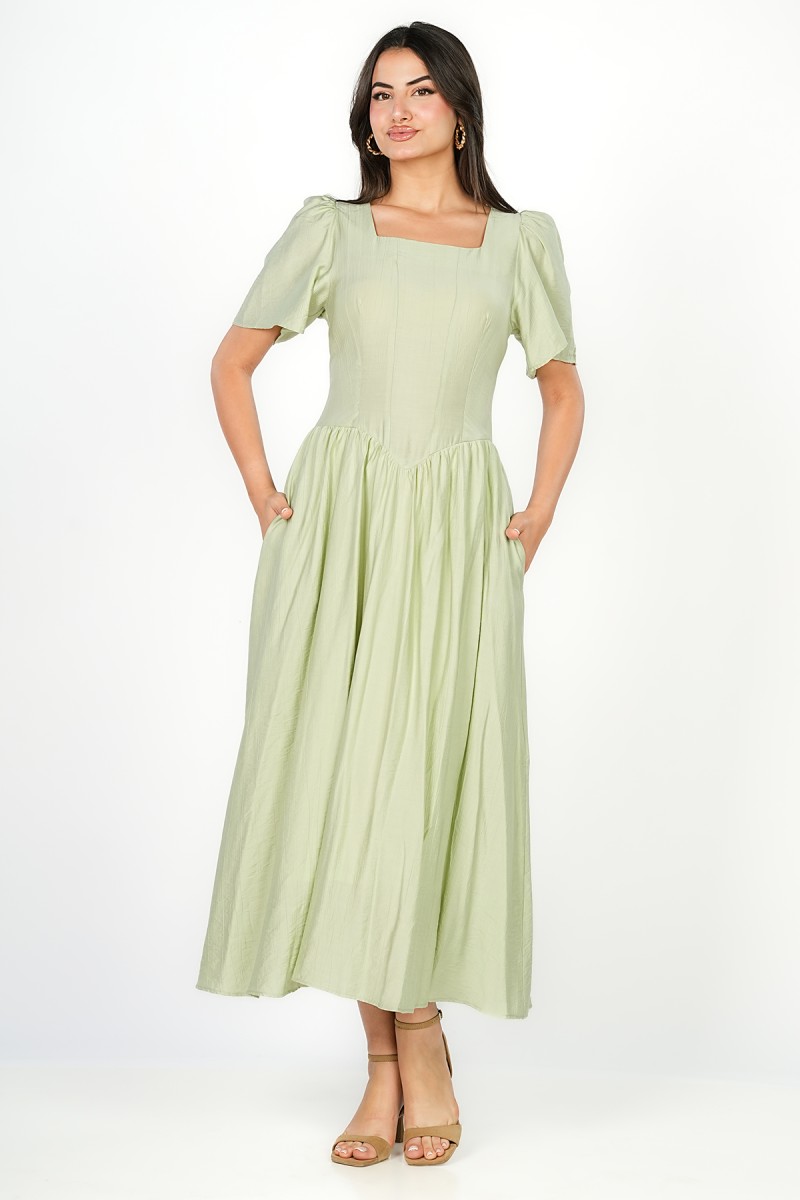 Robe Midi avec Laçage au Dos