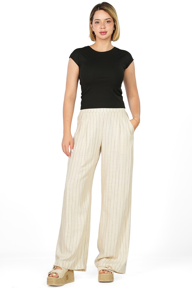 Pantalon Large en Viscose lin