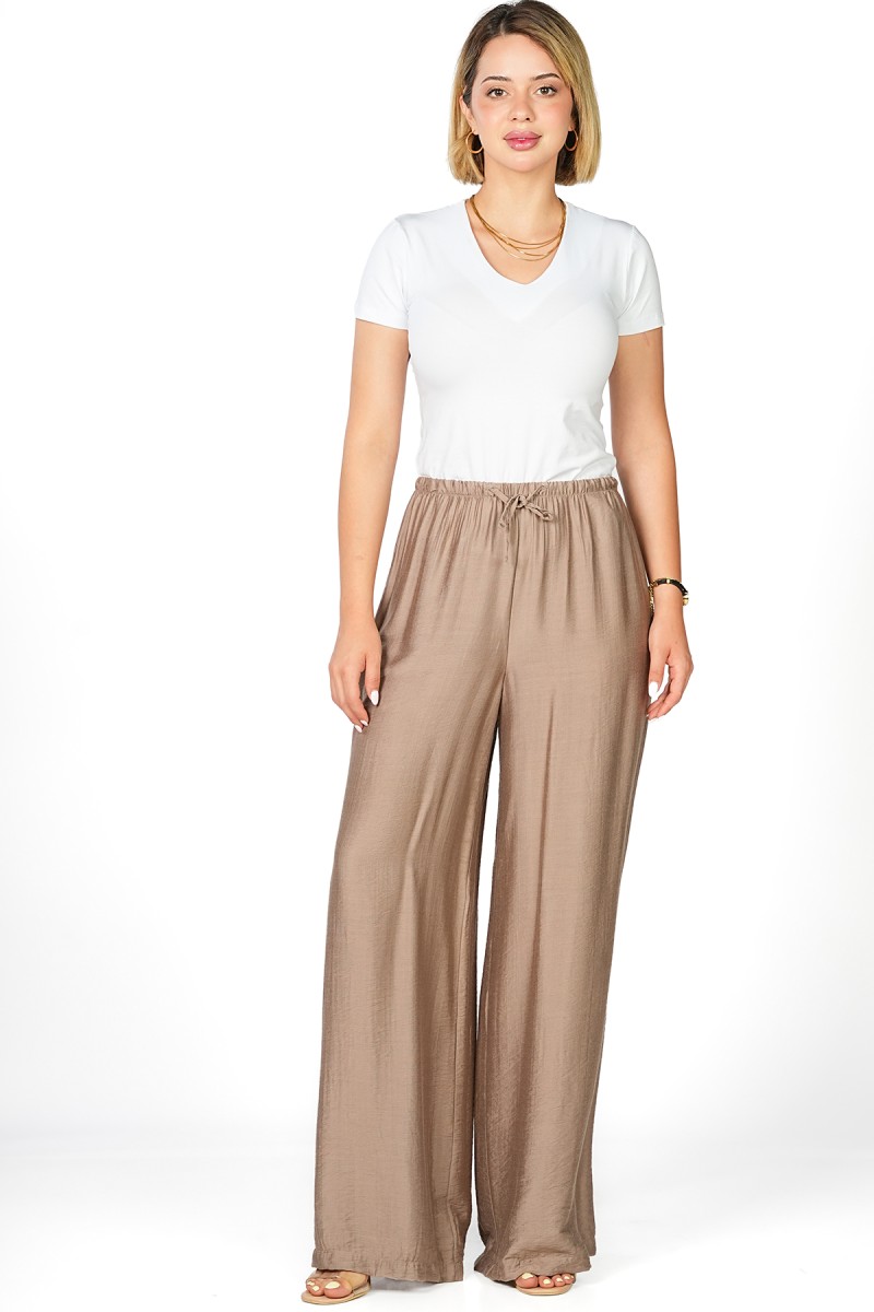 Pantalon Large à Taille Élastiquée