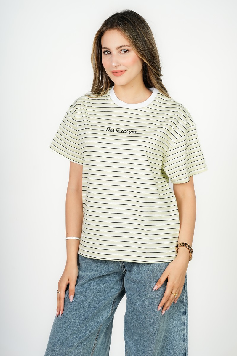 T-shirt Rayé  "Not in NY yet"