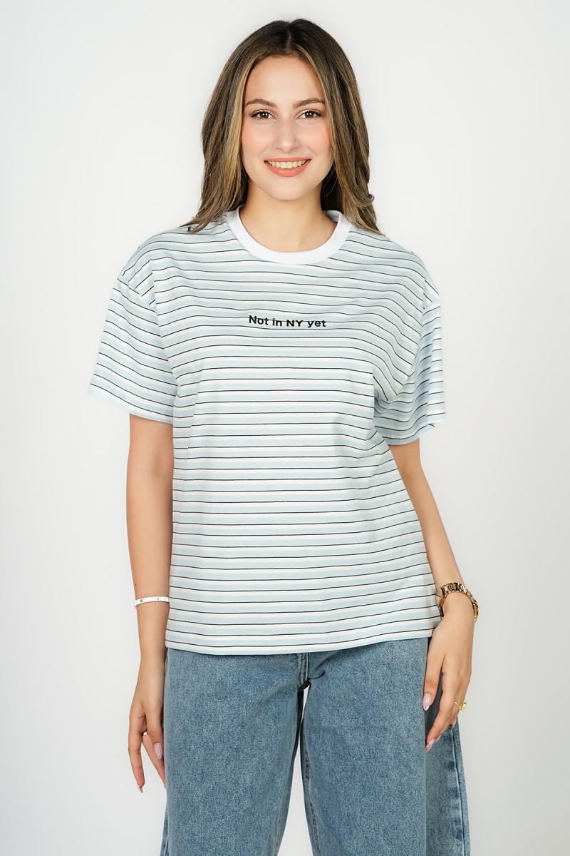 T-shirt Rayé  "Not in NY yet"